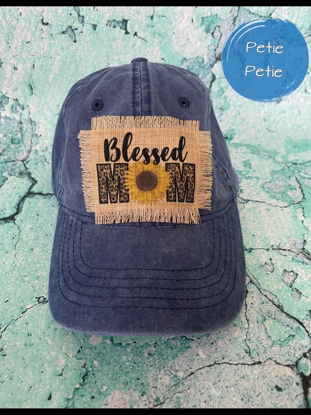 Blessed Mom Sunflower Patch Baseball Cap - Navy